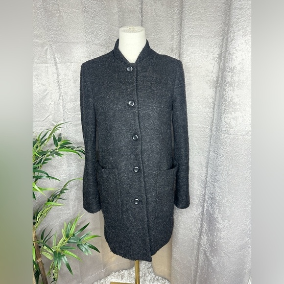 Zara Basic Women’s Fuzzy Wool Blend Coat in Black Sz Small - Picture 1 of 12